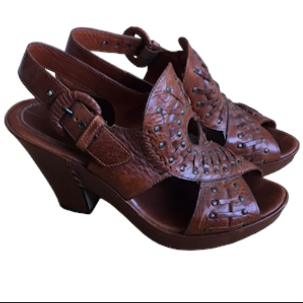 Frye leather studded platform heels